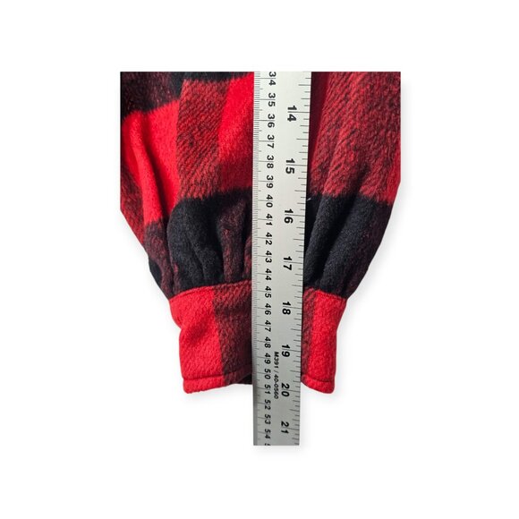 White Birch Buffalo Plaid Oversized Button-Down Shacket Western S Red Black - Picture 6 of 9